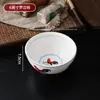 Cerámica de bajo vidriado, estilo vintage, porcelana nostálgica azul y blanca, cuenco con forma de gallo, cuenco para arroz, plato, plato hondo, plato de servir, juego de cuchara y cubiertos