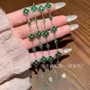Pulsera de Jade Verde Natural de Trébol de Cuatro Hojas Xiaohongshu con Incrustaciones de Plata S925, Diseño Exquisito Versátil, Estilo de Nicho de Lujo Ligero
