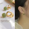 Brincos Antigos Médios Studs Elegantes de Nicho Jade Hetian Natural Luxo Leve Clipe de Orelha Avançado Suporte para Incenso de Mosquito Brincos Vintage