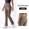 Pantalones acampanados de bolsillo tridimensionales transfronterizos para mujer, pantalones de yoga de cintura alta microacampanados, pantalones largos casuales deportivos elásticos para levantar glúteos, danza, fitness