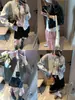 Moqie Songchi Bloque Estilo Coreano Cuello Redondo Simple Holgada Versátil Petite Chaqueta Corta Exterior MQ2021