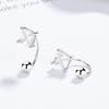 Pendientes de plata de ley 925 con forma de gota cuadrada y forma de ojo de caballo en forma de C, con hilo femenino, joyería con personalidad, estilo moderno y temperamento.