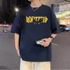 Camisetas de Manga Corta Transfronterizas para Niños y Niñas, Dibujos Animados Hip-Hop Estilo Ins Boyfriend Pareja Tops Casuales, Camisetas de Manga Media de Verano