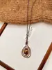 Colar com Pingente Irregular Pedra Olho de Tigre Cordão Acessório Retro de Luxo Leve