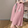 Shorts Plissados de Seda Gelada Plus Size para Mulheres Verão 2025, Estilo Coreano Cintura Alta Reto Solto Casual Cinco Pontos Wide Leg