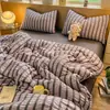 Juego de ropa de cama de cuatro piezas de algodón puro, grado A, seguro para bebés, con temática de dibujos animados, diseño fresco y sencillo con gasa de doble capa, adecuado para dormitorios de estudiantes