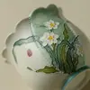 Taza de Té Personal de Cerámica con Flor de Narciso Pintada a Mano para Mujeres - Taza de Cata de Té de Alto Valor