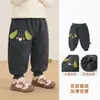Calça Infantil Kaka Panda com Forro de Lã Roupas de Inverno para Bebê Calças Longas de Inverno para Meninas Calças de Moletom Quentes para Meninos Calças para Bebês e Crianças