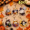 Set de Llaveros de Animales de Halloween - Gato, Corgi, Conejo, Erizo Colgantes Acrílicos - Diseño de Bruja, Vampiro