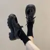 Sapatos Mary Jane Femininos Novos Verão Estilo Britânico Versátil Preto Flats JK Mocassins Plataforma Sapatos Pequenos de Couro Tendência Ins