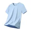 Conjunto de Manga Curta Plus Size de Seda Gelada Transfronteiriço para Homens, Camisa Fina Respirável Elástica de Toque Fresco para o Verão, Camiseta de Seda Gelada