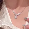 Collar de Alas de Ángel para Mujer Lujo Ligero Nicho Circonita Brillante Cadena para Clavícula Retro Simple Elegante 2023 Nuevas Explosiones