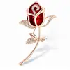 Broche de Cristal Rosa Estilo Coreano de Alta Calidad Pin de Joyería Versátil para Ropa Accesorios Creativos de Aleación para Traje