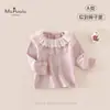 Novedades de Otoño Ropa Infantil Clase A para Bebés y Niños Pequeños Camiseta Base Suave de Manga Larga Color Sólido Amigable con la Piel Cómoda Cuello de Pétalo para Bebé Niña