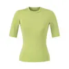 Camiseta Lisa de Color Sólido Moderna y Elegante con Cuello Redondo Pequeño y Mangas Medias, Nuevo Modelo de Primavera, Capa Base Versátil y de Corte Ajustado para Mujer
