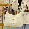 Bolsa Tote Simples de Grande Capacidade Estilo Preguiçoso para Estudantes do Sexo Feminino, Adequada para Aulas Diárias e Deslocamento, Bolsa Transversal Versátil com Cordão