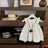 Ropa Infantil Coreana Linda para Bebé Niña Verano Nuevo Lunares Mangas Volantes Chaleco de Moda Vestido de Princesa