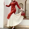 [Falda de bajo para Cheongsam] Falda de punto de cola de pez de moda, Falda de punto de línea A drapeada ajustada para otoño e invierno