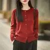 Elegante cárdigan de alta calidad, imitación 100% lana, con cuello redondo y botones para mujer, nuevo estilo otoño e invierno 2026, suéter versátil y favorecedor