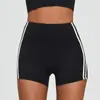 Shorts de Yoga para Usar al Aire Libre, Cintura Alta Deportivos Levanta Glúteos Ajustados con Rayas de Contraste Transpirables para Correr Fitness