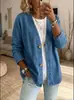 2026 Nuevo Cruzado Primavera Europeo y Americano Mujeres Estampado Floral Casual Mujeres Chaqueta Cardigan Falso Denim