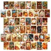 50 Cartões de Parede Temáticos de Ação de Graças e Colheita de Outono Transfronteiriços, Cartões de Decoração de Interiores Retro Europeus e Americanos