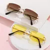 Novos Óculos de Sol Quadrados Sem Aro Cortados na Borda Europeus e Americanos para Mulheres, Óculos de Sol Modernos Estilo Ins Street Style Tendência, Óculos Pequenos Personalizados