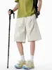Shorts Masculino de Verão Finos Tendência Soltos Esportivos Casuais Dobrados Cor Sólida Simples Retos com Sensação de Gelo Secagem Rápida Estilo Americano