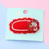 Horquilla de Lana Roja Tejida para Año Nuevo Pinza para Flequillo Clip Lateral Accesorios para el Cabello de Otoño e Invierno para Niños Venta al por Mayor