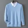 Suéter para Hombre de Cuello en V Grueso de Punto Polar Andy Pulóver Manga Larga Otoño Invierno Nuevo Casual de Negocios Capa Base Talla Grande