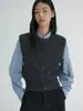 Chaleco tejido simple de cuello redondo para mujer, nuevo estilo de otoño, gris elegante, adelgazante, versátil, top sin mangas para ir al trabajo