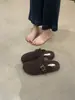 Zapatos Birkenstock de Suela Gruesa, Medias Zapatillas con Puntera para Mujer, Nuevas Zapatillas de Lana de Algodón Gris Perezoso Otoño e Invierno 2025