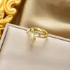 Anillo Ladrillo de Diseño Nicho de Alta Gama Lujo Accesible para Mujer Moda Europea y Americana Creativo Zirconia Chapado en Oro Anillo Abierto Ajustable