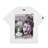Tendência Americana Inferno Ins Mesmo Estilo Retrô Estrela Digital Top Camiseta Casual Moderna de Algodão Puro Lavado de Manga Curta Masculina e Feminina