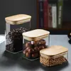 Frasco Sellado Rectangular, Recipiente Sellado de Vidrio para Alimentos, Frasco de Almacenamiento Rectangular de Alto Borosilicato, Frasco Sellado con Tapa de Bambú Transfronterizo