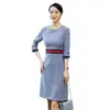 Vestido Profesional de Ventas Manga de Uniforme de Azafata Ropa de Trabajo para Recepción de Hotel Femenina Vestido Elegante de Celebridad de Primavera