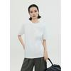 White Dew Algodão Pesado Rosqueado Gola Redonda Básico Manga Curta Cor Pura Manga Média Ombro Direito Simples Casual Slim Camiseta para Mulheres