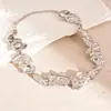 Anillos, Pulseras, Pendientes, Collares, Accesorios de Acrílico con Incrustaciones de Diamantes Ovalados Transfronterizos Europeos y Americanos, Cadenas para Clavícula de Mujer, Adornos Versátiles para el Cuello