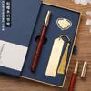 Bolígrafo de firma de madera roja, estuche de regalo, estilo retro, madera maciza, bolígrafo de agua neutra, marcador de metal y latón, bolígrafo de negocios con letras