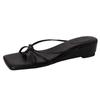 Chanclas de Cuña de Punta Descubierta con Tira Fina y Estampado de Leopardo a la Moda para Mujer 2025 Zapatos de Verano para Uso Exterior Sandalias Francesas