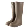 Botas de Lluvia Impermeables Antideslizantes de Caña Alta para Mujer Transfronterizas, Estilo de Ropa Exterior de Moda, Botas de Lluvia con Forro de Polar, Botas de Agua para Día Lluvioso, Zapatos Largos de Goma