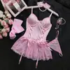 Comercio exterior de Amazon suministro europeo y americano sexy camisola de encaje faja body hermosa espalda lencería seductora para mujeres