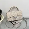 Bolso pequeño cuadrado de cadena con patrón de rombos clásico para mujer, nuevo bolso de mano de alta gama 2026, versión coreana ins bolso cruzado para el día a día