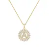 Collar de Cobre Arvaleff Letra a Circonita Completa Lujo Ligero Moda Cadena para Clavícula Oro de 18 Quilates Circonita con Diamante Venta al por Mayor Transfronteriza