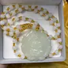 Novo pingente de colar de jade branco leve de luxo imitação de bola de mármore branco unicórnio de dupla face corajoso fábrica direta para transmissão ao vivo