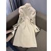 Trench Coat Longo com Fenda e Gola de Terno, Estilo de Alta Qualidade de Comprimento Médio para Mulheres para Primavera e Outono, Casaco Feminino de Outono Estilo Britânico