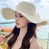 Sombrero Lazo Grande Sombrilla Sombrero de Paja Moda Femenina Dulce Elegante Sombrero de Sol de Ala Ancha Protector Solar para Exteriores Transfronterizo