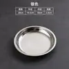 Plato plano redondo de acero inoxidable estilo coreano, plato redondo para postre para niños, plato para servir de restaurante, plato de hueso, plato hondo redondo, plato para snacks