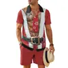 Amazon Europeo y Americano 2025 Nuevo Traje de Camisa de Manga Corta con Cuello Cubano Divertido y Pantalones Cortos MB34 MA04