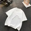 Camiseta de peso pesado estilo retro americano para hombre, 260G, una camiseta blanca de aspecto resistente con cuello Henley, una prenda de manga corta versátil